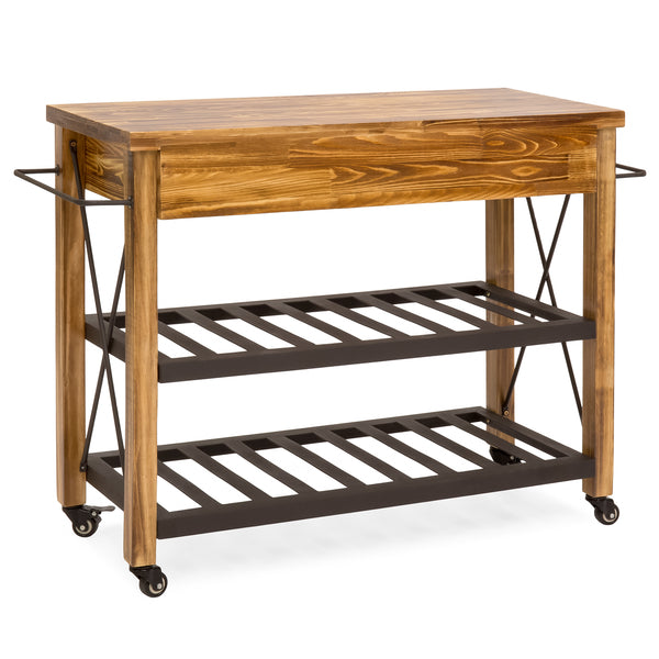 Best Choice Industrial Kitchen Cart W/ Lockable Wheels - Natural