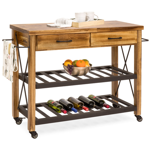 best choice Industrial Kitchen Cart w/ Lockable Wheels - Natural
