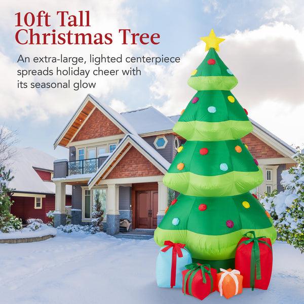 Best Choice Inflatable Christmas Tree Outdoor Blow Up Decor W/ 10 LED Lights - 10ft
