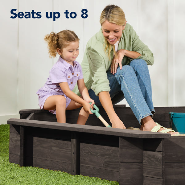 Best Choice Kid's Wooden Octagonal Sandbox W/ Sand Cover 4 Reinforced Benches 8 Seats