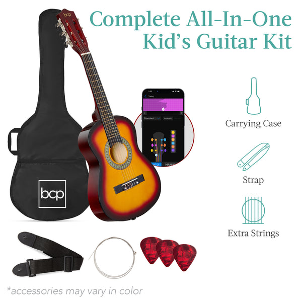Best Choice Kids Acoustic Guitar Beginner Starter Kit W/ Carrying Case - 30in