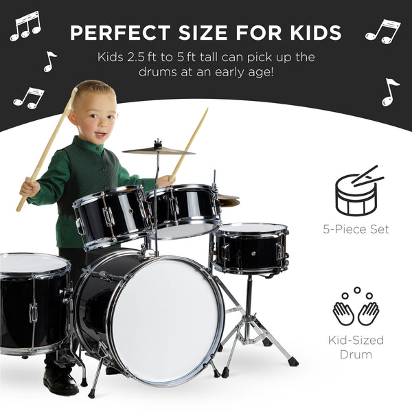Best Choice Kids Beginner All Wood Acoustic Drum Kit Starter Set W/ Stool Drumsticks