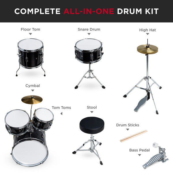 Best Choice Kids Beginner All Wood Acoustic Drum Kit Starter Set W/ Stool Drumsticks