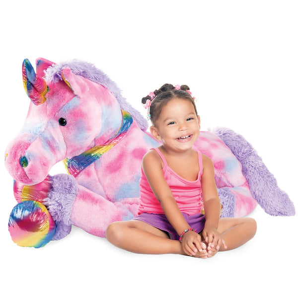 best choice Kids Extra Large Life-Size Plush Rainbow Unicorn Stuffed Animal w/ Soft Fur