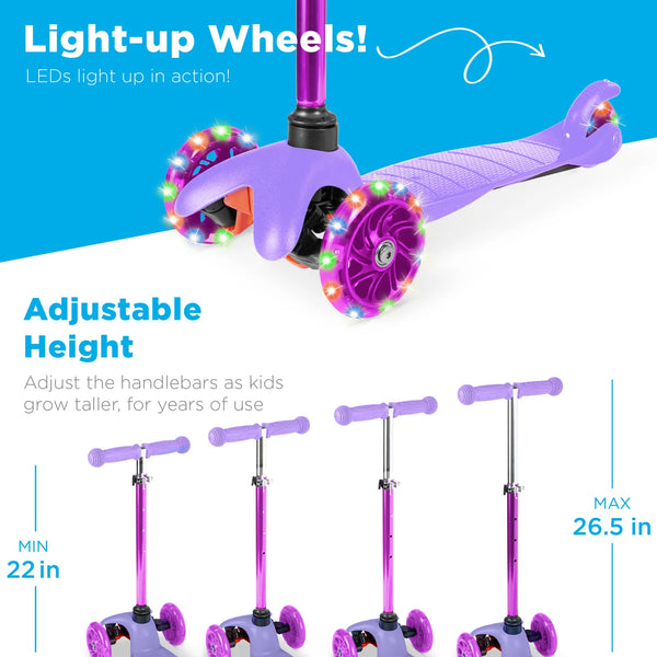 Best Choice Kids Mini Kick Scooter Toy W/ Colorful Light-Up Wheels Adjustable T-Bar