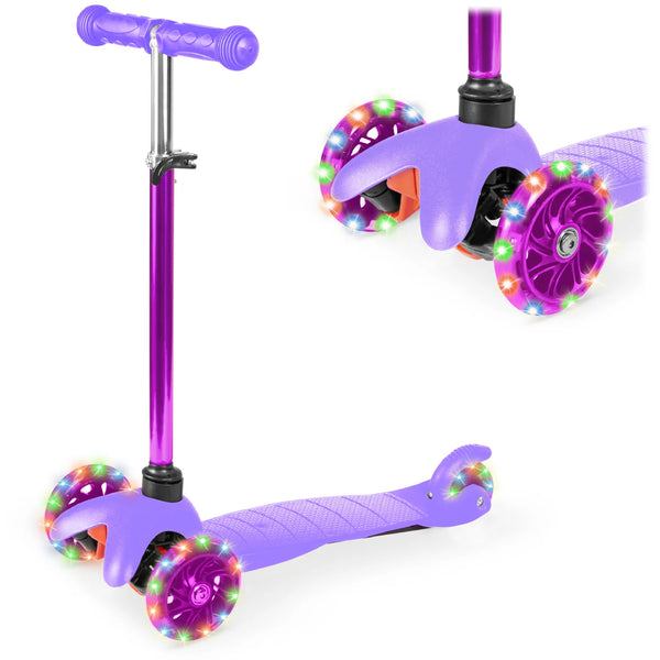 best choice Kids Mini Kick Scooter Toy w/ Colorful Light-Up Wheels Adjustable T-Bar