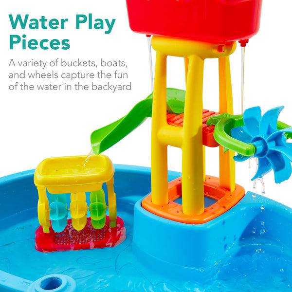 Best Choice Kids Outdoor Sand & Water Table W/ 18 Accessories Adjustable Umbrella