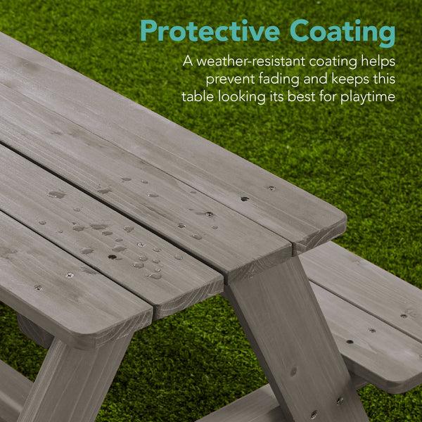 Best Choice Kids Wooden Outdoor Picnic Table W/ Adjustable Umbrella Built-In Seats