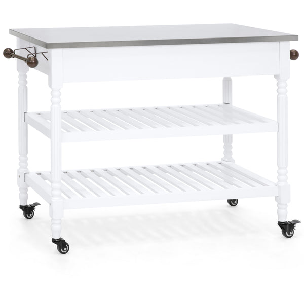 Best Choice Kitchen Island Storage & Bar Cart W/ Stainless Steel Top