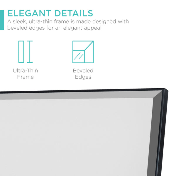 Best Choice Large Full Length Mirror Wall Hanging & Leaning Floor Mirror - 65x22in