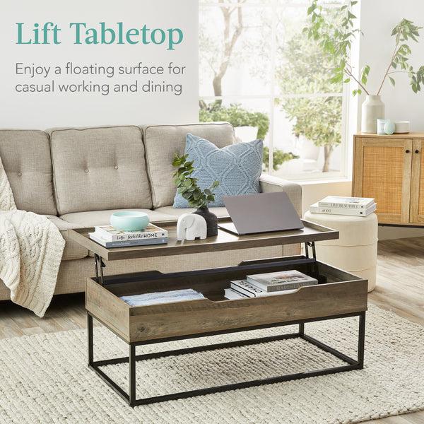 Best Choice Lift Top Coffee Table W/ Tray Edge Tabletop Wood-Grain Finish - 44in