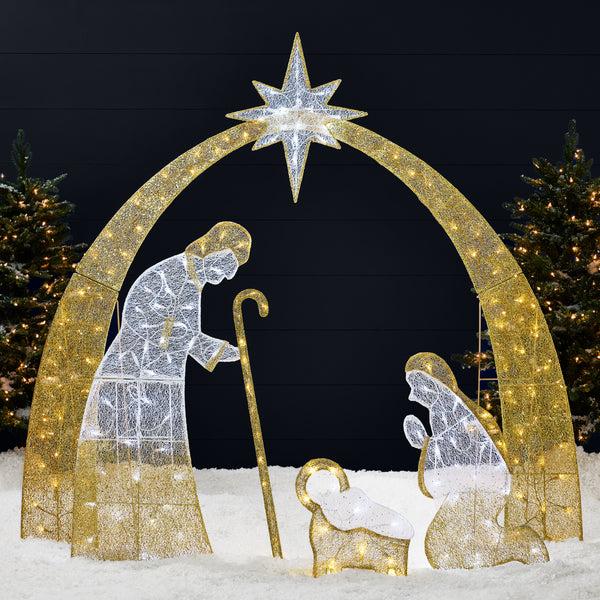 best choice Lighted 2D Christmas Nativity Scene Outdoor Decor w/ Twinkling LED Lights
