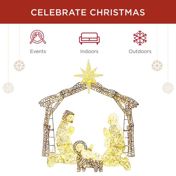 Best Choice Lighted Christmas Nativity Scene Outdoor Decor With LED Lights - 6ft