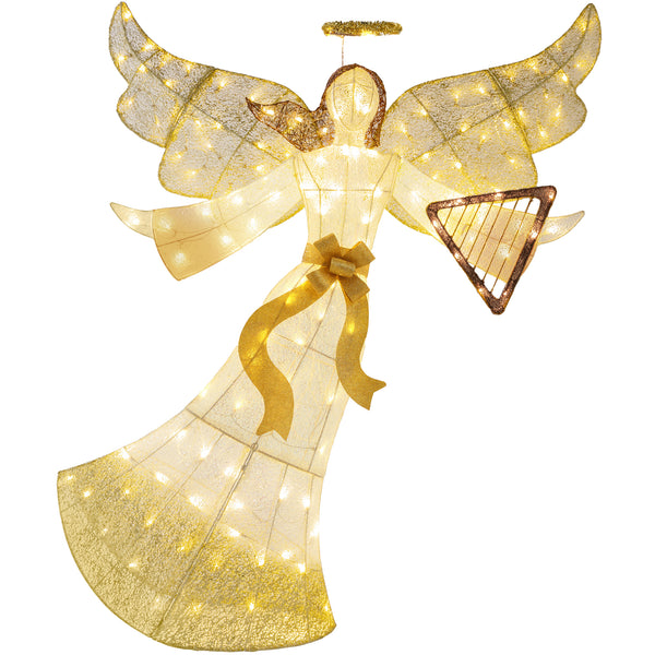 best choice Lighted Outdoor Angel Christmas Decoration w/ 140 Lights Harp Stakes - 5ft
