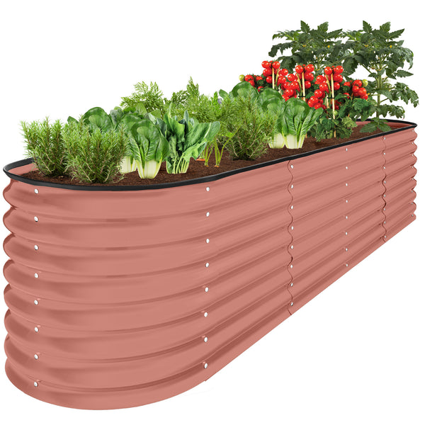 best choice Metal Raised Garden Bed Oval Outdoor Planter Box for Vegetables - 8x2x2ft