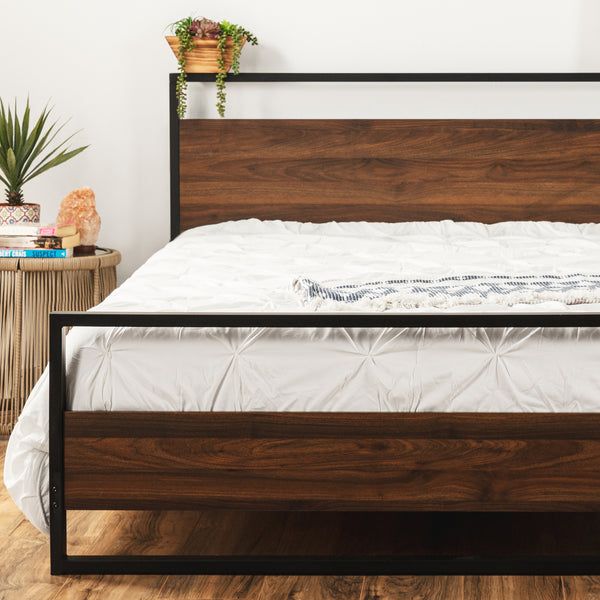 best choice Metal Wood Platform Queen Bed Frame w/ Wooden Slats