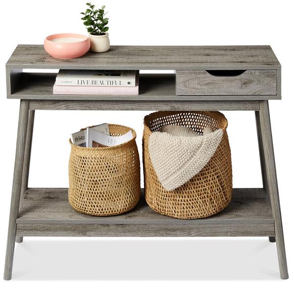 best choice Mid-Century Modern Hallway Console Table w/ Cubby Drawer