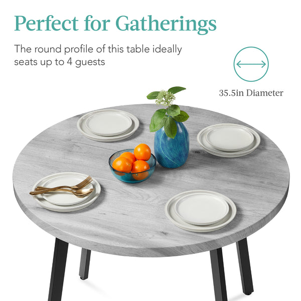 Best Choice Mid-Century Modern Round Dining Table W/ Adjustable Feet - 35.5in