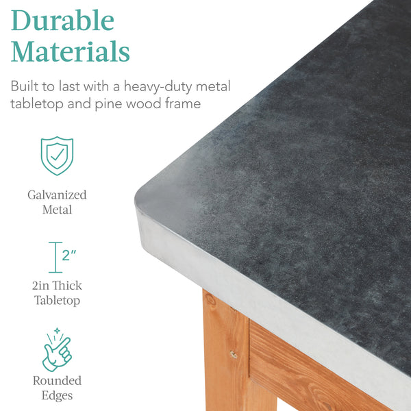 Best Choice Mobile Outdoor Table And Storage Cabinet W/ 4 Wheels Stainless Steel Top