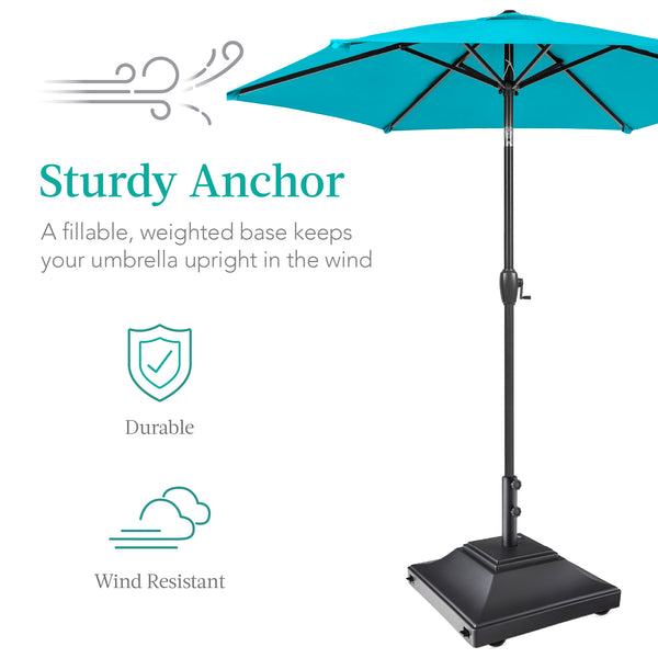 Best Choice Mobile Umbrella Base Fillable Stand W/ 4 Wheels 2 Locks 120lb Capacity