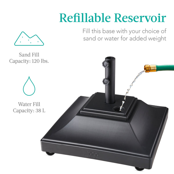 Best Choice Mobile Umbrella Base Fillable Stand W/ 4 Wheels 2 Locks 120lb Capacity