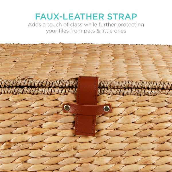 Best Choice Mobile Water Hyacinth Rolling Filing Cabinet Storage Basket W/ Lid Wheels