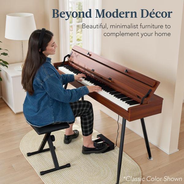 Best Choice Modern 88 Key Fully Weighted Desk Style Digital Piano W/ Metal Legs