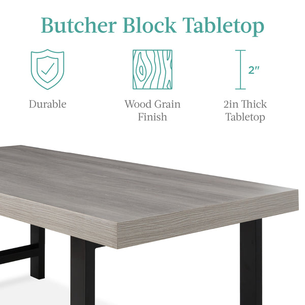 Best Choice Modern Butcher Block Top Rectangular Coffee Table W/ Metal Legs - 44in