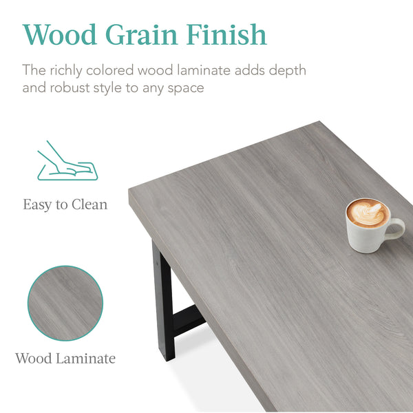 Best Choice Modern Butcher Block Top Rectangular Coffee Table W/ Metal Legs - 44in