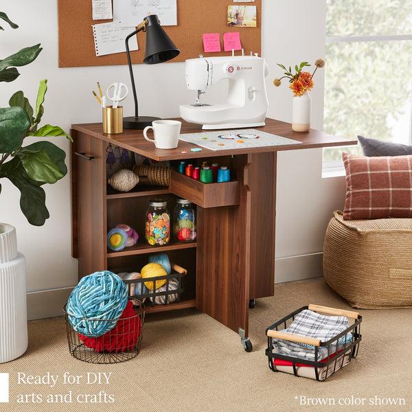 Best Choice Multipurpose Folding Table W/ Wheels 3 Storage Shelves Cubby Handle