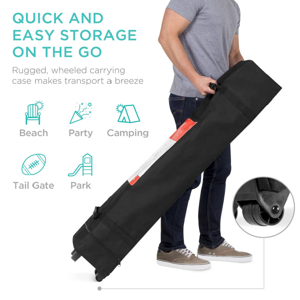 Best Choice One-Person Setup Instant Pop Up Canopy W/ Case 4 Weight Bags - 10x10ft