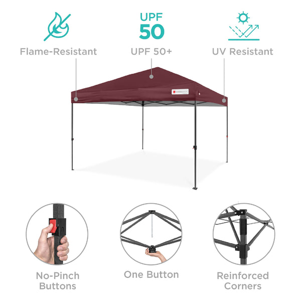 Best Choice One-Person Setup Instant Pop Up Canopy W/ Case 4 Weight Bags - 10x10ft