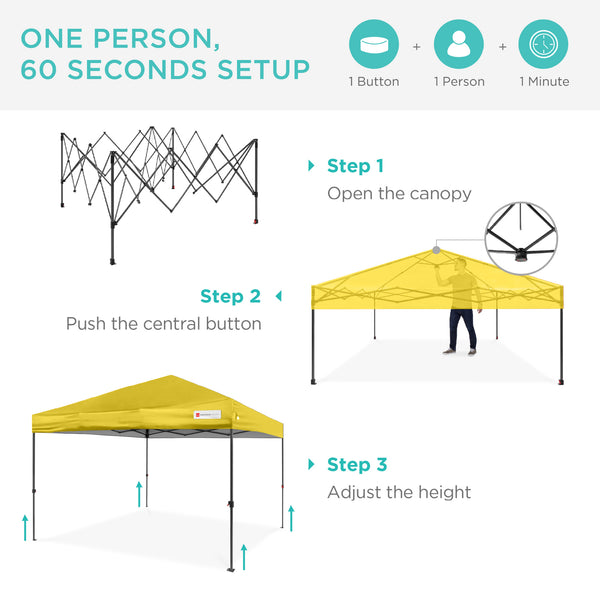 Best Choice One-Person Setup Instant Pop Up Canopy W/ Case 4 Weight Bags - 12x12ft