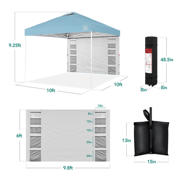 Best Choice One-Person Setup Instant Pop Up Canopy W/ Side Wall Carrying Case - 10x10ft