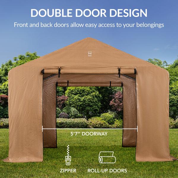 Best Choice Outdoor Fabric Storage Shed W/ Metal Frame Dual Zipper Doors - 10x8ft