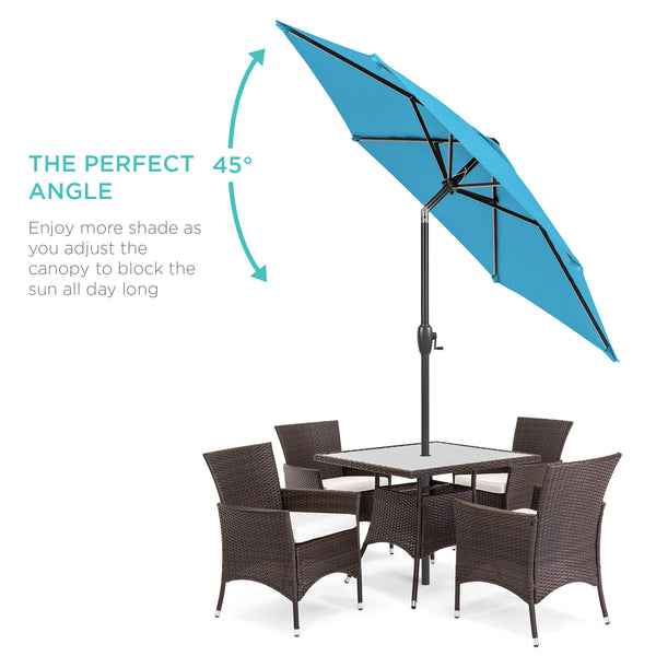 Best Choice Outdoor Market Patio Umbrella W/ Push Button Tilt Crank Lift - 7.5ft
