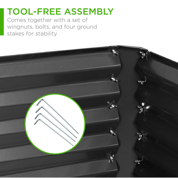 Best Choice Outdoor Metal Raised Garden Bed For Vegetables Flowers Herbs - 4x4x1.5ft