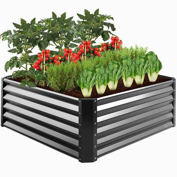 best choice Outdoor Metal Raised Garden Bed for Vegetables Flowers Herbs - 4x4x1.5ft