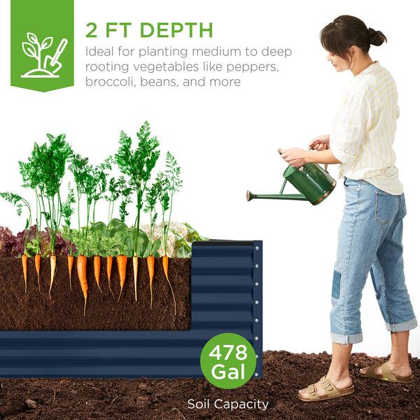 Best Choice Outdoor Metal Raised Garden Bed For Vegetables Flowers Herbs - 8x4x2ft