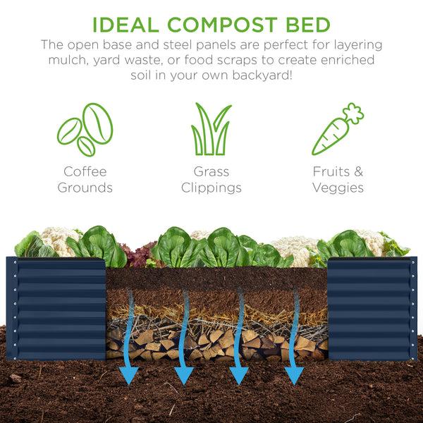 Best Choice Outdoor Metal Raised Garden Bed For Vegetables Flowers Herbs - 8x4x2ft