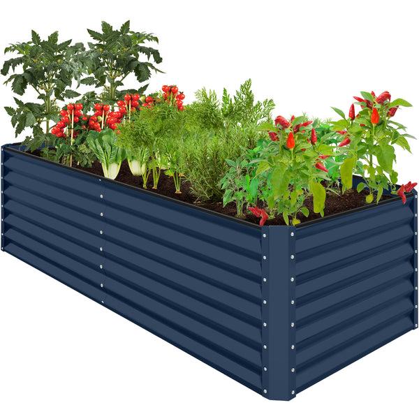 best choice Outdoor Metal Raised Garden Bed for Vegetables Flowers Herbs - 8x4x2ft