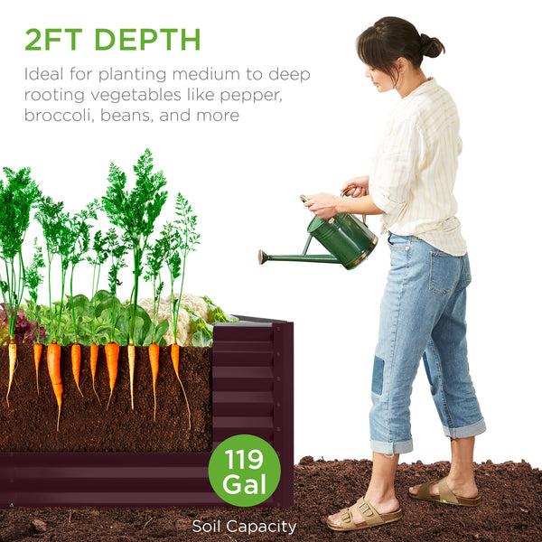 Best Choice Outdoor Metal Raised Garden Bed For Vegetables Flowers Herbs - 4x2x2ft