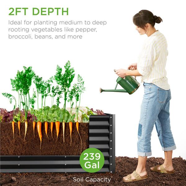 Best Choice Outdoor Metal Raised Garden Bed For Vegetables Flowers Herbs - 8x2x2ft