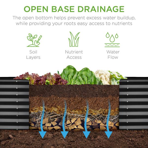 Best Choice Outdoor Metal Raised Garden Bed For Vegetables Flowers Herbs - 8x2x2ft