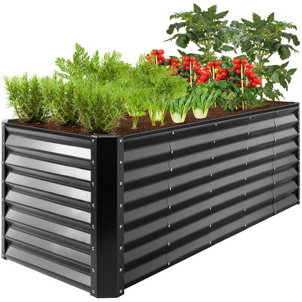 best choice Outdoor Metal Raised Garden Bed for Vegetables Flowers Herbs - 8x2x2ft
