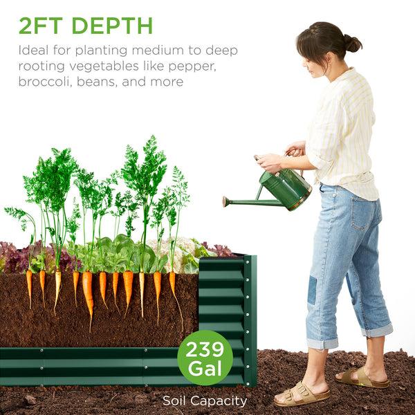 Best Choice Outdoor Metal Raised Garden Bed For Vegetables Flowers Herbs - 8x2x2ft