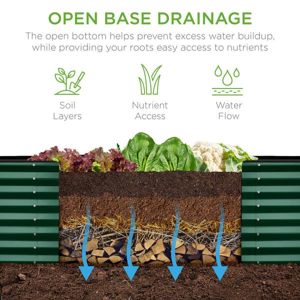 Best Choice Outdoor Metal Raised Garden Bed For Vegetables Flowers Herbs - 8x2x2ft