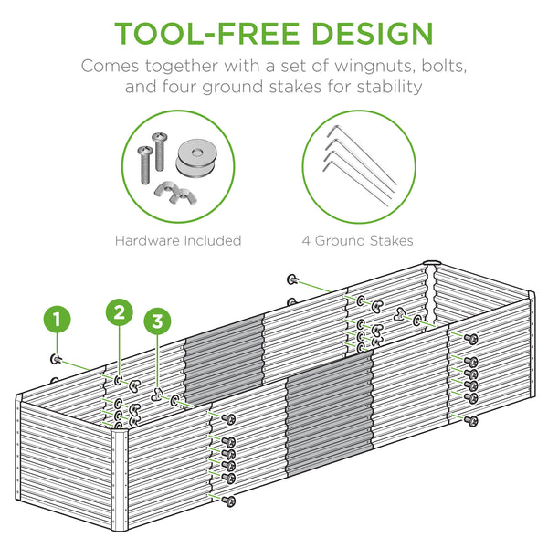 Best Choice Outdoor Metal Raised Garden Bed For Vegetables Flowers Herbs - 8x2x2ft