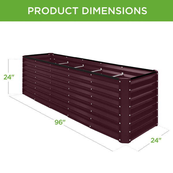 Best Choice Outdoor Metal Raised Garden Bed For Vegetables Flowers Herbs - 8x2x2ft