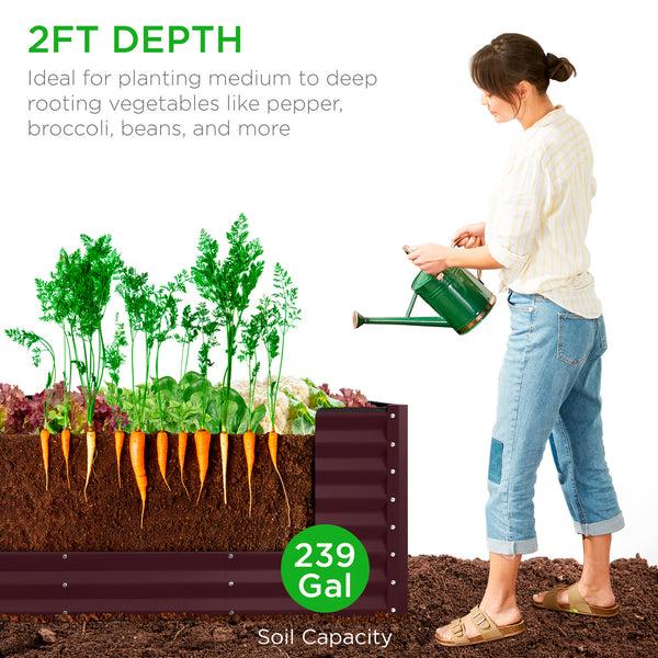 Best Choice Outdoor Metal Raised Garden Bed For Vegetables Flowers Herbs - 8x2x2ft